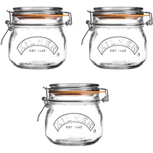 Kilner Set of 3 Round Clip Top Jars 0.5 Litre (3 x 500 ml) Airtight Glass Storag Kilner Set of 3 Round Clip Top Jars 0.5 Litre (3 x 500 ml) Airtight Glass Storag