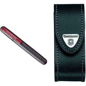 Victorinox Dual Knife Sharpener, Swiss Made, Portable, Black/Red & Leather Pouch Victorinox Dual Knife Sharpener, Swiss Made, Portable, Black/Red & Leather Pouch
