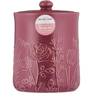 Mason Cash Large Storage Jar Airtight Lid In The Meadow Stoneware Floral Embossed 1.85L Mason Cash Large Storage Jar Airtight Lid In The Meadow Stoneware Floral Embossed 1.85L