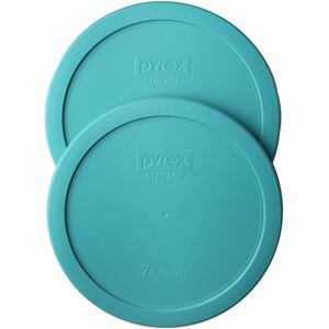 Pyrex 7402-PC 7-Cup Turquoise Plastic Food Storage Lid 2 Pack - Original Genuin Pyrex 7402-PC 7-Cup Turquoise Plastic Food Storage Lid 2 Pack - Original Genuin