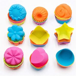 Unbranded Silicone cupcake moulds, 36 reusable non-stick moulds, 9 colourful shapes for ba Unbranded Silicone cupcake moulds, 36 reusable non-stick moulds, 9 colourful shapes for ba