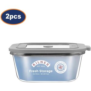 Kilner Fresh Storage Container 800ml Glass Airtight Leakproof Food Leftovers 2pc Kilner Fresh Storage Container 800ml Glass Airtight Leakproof Food Leftovers 2pc