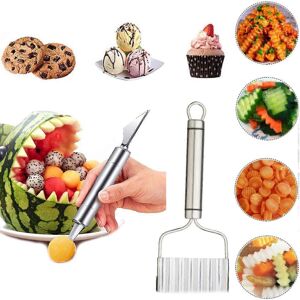 Unbranded (As show, One size) Potato Slicer Knife, 2pcs Ripple French Fries Cutter Stainle Unbranded (As show, One size) Potato Slicer Knife, 2pcs Ripple French Fries Cutter Stainle