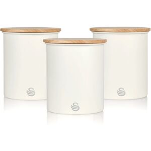 Swan Nordic Scandi Set of 3 Storage Tea Coffee Sugar Canisters Cotton White Swan Nordic Scandi Set of 3 Storage Tea Coffee Sugar Canisters Cotton White