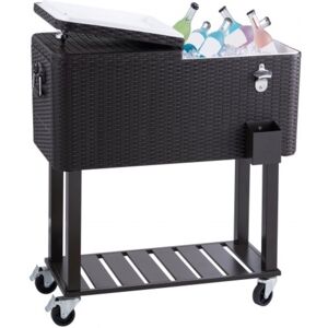 VEVOR Rolling Ice Chest Cooler Cart 80 Quart Portable Bar Drink Cooler Beverag VEVOR Rolling Ice Chest Cooler Cart 80 Quart Portable Bar Drink Cooler Beverag