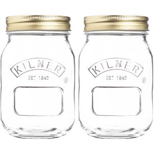 Kilner 2pc 0.5L Metal Screw Top Lid Transparent Glass Pickle Holder Preserve Jar Kilner 2pc 0.5L Metal Screw Top Lid Transparent Glass Pickle Holder Preserve Jar