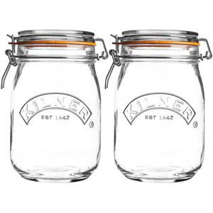 Kilner 2pcs 1 Litre Vintage Glass Clip Top Airtight Preserve Jar Food Storage Kilner 2pcs 1 Litre Vintage Glass Clip Top Airtight Preserve Jar Food Storage