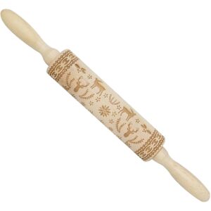 GreenZech Wooden Christmas Embossed Rolling Pin Dough Stick Baking Pastry Tool New Year Ch GreenZech Wooden Christmas Embossed Rolling Pin Dough Stick Baking Pastry Tool New Year Ch