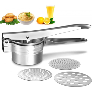 Unbranded Stainless Steel Potato Ricer & Spaetzle Press with 3 Interchangeable Discs Compa Unbranded Stainless Steel Potato Ricer & Spaetzle Press with 3 Interchangeable Discs Compa