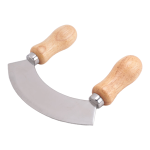 Exogio Chopping Knife, Herb Knife with 1 Stainless Steel Blade, Pizza Cutter Wooden Han Exogio Chopping Knife, Herb Knife with 1 Stainless Steel Blade, Pizza Cutter Wooden Han