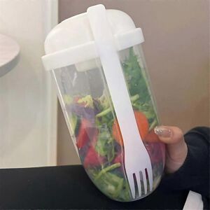 Unbranded For 4pcs Salad Cup With Lids And Fork Salad Shaker Container For Lunch Fruit And Unbranded For 4pcs Salad Cup With Lids And Fork Salad Shaker Container For Lunch Fruit And
