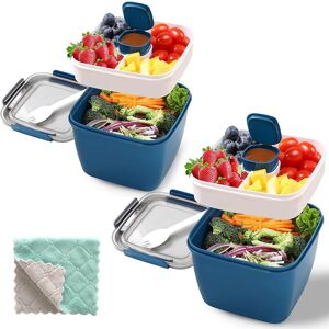 Unbranded 2 Pack Double Layer Lunch Box 1.5L Bento Box with Divided Compartments Leak-Proo Unbranded 2 Pack Double Layer Lunch Box 1.5L Bento Box with Divided Compartments Leak-Proo