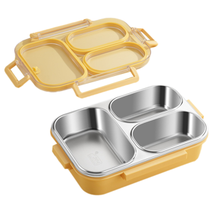 Unbranded Stainless Steel Lunch Box 3 Compartment Metal Lunch Container C Unbranded Stainless Steel Lunch Box 3 Compartment Metal Lunch Container C