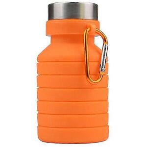 Unbranded Collapsible Water Bottle (Orange), 500ml, Reusable, BPA-Free, Silicone, Foldable Unbranded Collapsible Water Bottle (Orange), 500ml, Reusable, BPA-Free, Silicone, Foldable