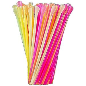 Unbranded (500pcs) 100-1000pcs Disposable Straws with Spoon, Colorful Plastic Smoothie Str Unbranded (500pcs) 100-1000pcs Disposable Straws with Spoon, Colorful Plastic Smoothie Str