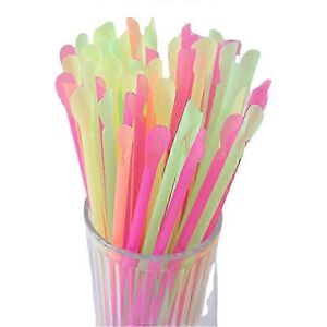 Unbranded 100-1000pcs Colorful Disposable Plastic Straws with Spoon Unbranded 100-1000pcs Colorful Disposable Plastic Straws with Spoon