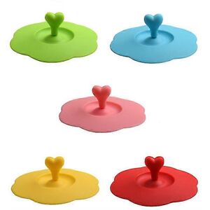 Unbranded Pack Food Grade Silicone Tea Cup Lids with Spoon Holder, 5 Colors Unbranded Pack Food Grade Silicone Tea Cup Lids with Spoon Holder, 5 Colors