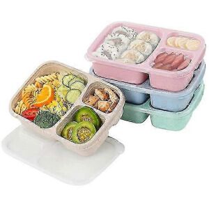 Unbranded 4-Piece Lunch Box, 3-Compartment Meal Prep Container, Kids Lunch Box, Reusable F Unbranded 4-Piece Lunch Box, 3-Compartment Meal Prep Container, Kids Lunch Box, Reusable F