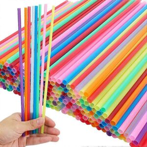 Unbranded 500 Pack Plastic Straws, 10.3 ft, Assorted Colors Unbranded 500 Pack Plastic Straws, 10.3 ft, Assorted Colors