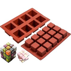 Unbranded Set of 2 8-cavity and 15-cavity square silicone molds for homemade mousse cakes, Unbranded Set of 2 8-cavity and 15-cavity square silicone molds for homemade mousse cakes,
