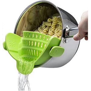 Unbranded (2 Pcs Green & Black) Pasta Strainer & Stock Pot Set - Adjustable Clip-on Silico Unbranded (2 Pcs Green & Black) Pasta Strainer & Stock Pot Set - Adjustable Clip-on Silico