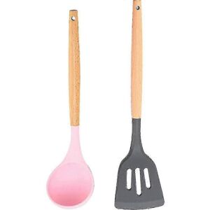 Unbranded (Girl Powder - Ulan Gray) 2 Piece Kitchen Utensil Set, Easy Clean Wooden Cooking Unbranded (Girl Powder - Ulan Gray) 2 Piece Kitchen Utensil Set, Easy Clean Wooden Cooking