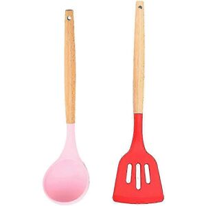 Unbranded (Girl Powder - Cherry Red) 2 Piece Kitchen Utensil Set, Easy Clean Wooden Cookin Unbranded (Girl Powder - Cherry Red) 2 Piece Kitchen Utensil Set, Easy Clean Wooden Cookin