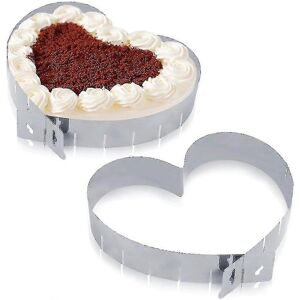 Unbranded Set of 2 Stainless Steel Mousse Cake Cutters - Heart Shaped Cake Mold - Adjustab Unbranded Set of 2 Stainless Steel Mousse Cake Cutters - Heart Shaped Cake Mold - Adjustab