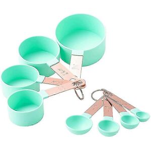 Unbranded Set of 8 stackable measuring cups and spoons with stainless steel handles Unbranded Set of 8 stackable measuring cups and spoons with stainless steel handles