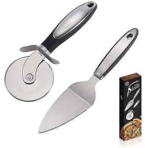 Unbranded Set of 2 Pizza Cutters, Pizza Roller and Pizza Peel Stainless Steel with Non-Sli Unbranded Set of 2 Pizza Cutters, Pizza Roller and Pizza Peel Stainless Steel with Non-Sli