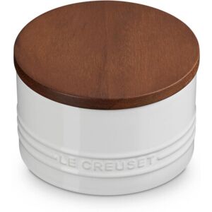 Le Creuset Signature Salt Cellar and Storage Canister with Wood Lid 16 oz. White Le Creuset Signature Salt Cellar and Storage Canister with Wood Lid 16 oz. White