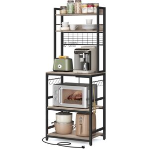 VASAGLE Kitchen Storage Rack with Power Outlet, Coffee Bar, Baker's Rack, with Metal Wir VASAGLE Kitchen Storage Rack with Power Outlet, Coffee Bar, Baker's Rack, with Metal Wir