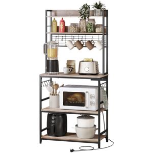 VASAGLE Kitchen Storage Rack with Power Outlet, Coffee Bar, Baker's Rack, with Metal Wir VASAGLE Kitchen Storage Rack with Power Outlet, Coffee Bar, Baker's Rack, with Metal Wir