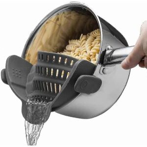 Unbranded (Grey) Pot and Pasta Strainer - Adjustable Clip-on Silicone Colander for Pots, P Unbranded (Grey) Pot and Pasta Strainer - Adjustable Clip-on Silicone Colander for Pots, P