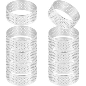 Unbranded Set of 10 5cm Stainless Steel Perforated Heat Resistant Cake Mousse Circles Roun Unbranded Set of 10 5cm Stainless Steel Perforated Heat Resistant Cake Mousse Circles Roun