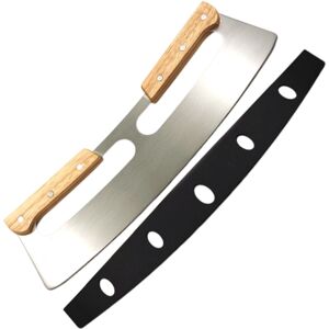 Unbranded Stainless Steel Blade Pizza Slicer, Wooden Handle Pizza Cutter Rocker with Prote Unbranded Stainless Steel Blade Pizza Slicer, Wooden Handle Pizza Cutter Rocker with Prote