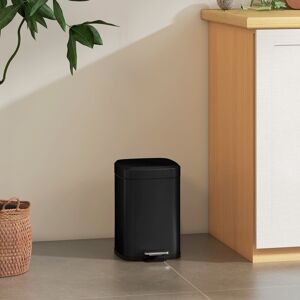 HOMCOM 12L Kitchen Pedal Bin, Metal Rubbish Bin with Soft-close Lid, Black HOMCOM 12L Kitchen Pedal Bin, Metal Rubbish Bin with Soft-close Lid, Black