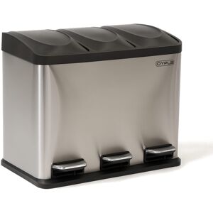 Oypla 45L Stainless Steel Triple Compartment Recycling Pedal Kitchen Waste Bin Oypla 45L Stainless Steel Triple Compartment Recycling Pedal Kitchen Waste Bin