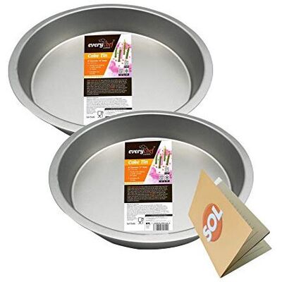 SOL 2pk Round Cake Tins Durable Stainless Steel Baking Tins 20.3cm Diameter x 3.5c SOL 2pk Round Cake Tins Durable Stainless Steel Baking Tins 20.3cm Diameter x 3.5c