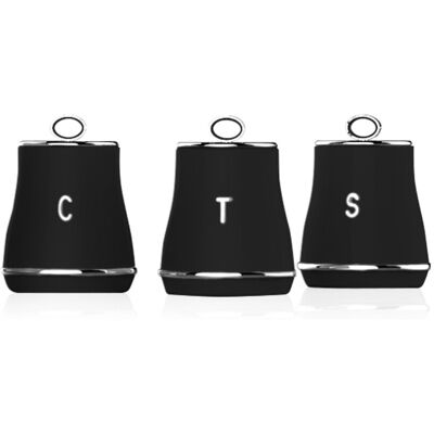 Tower - T826176BLK - Black - Tea Coffee Sugar Canisters Tower - T826176BLK - Black - Tea Coffee Sugar Canisters