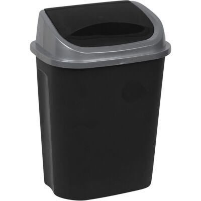 URBN Living (50L) Plastic Swing Top Waste Bin Can Dustbin Black & Grey Home Office Kitchen URBN Living (50L) Plastic Swing Top Waste Bin Can Dustbin Black & Grey Home Office Kitchen
