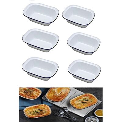 The Vintage Gourmet Vintage Gourmet® White Enamel Pie Dishes, 16cm, Set of 6 The Vintage Gourmet Vintage Gourmet® White Enamel Pie Dishes, 16cm, Set of 6