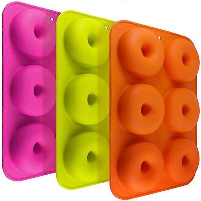 Unbranded (As show, One size) 6 silicone doughnut molds (orange, pink, green, 3 in a pack) Unbranded (As show, One size) 6 silicone doughnut molds (orange, pink, green, 3 in a pack)