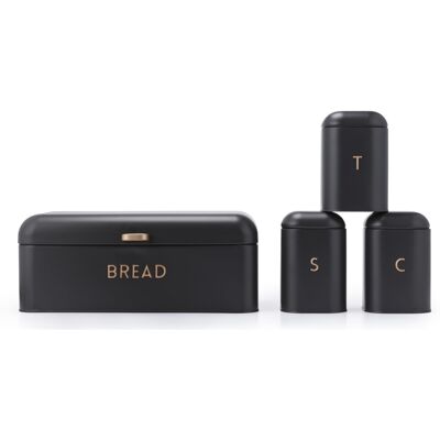 Salter Charcoal Bread Bin & Canister Set Grey - Kitchen Storage Set Salter Charcoal Bread Bin & Canister Set Grey - Kitchen Storage Set