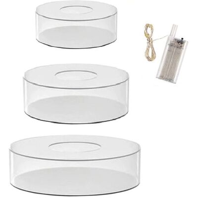 Unbranded 3Pcs Acrylic Cake Stand with LED Lights 6inch,8inch,10inch Clear Fillable Cake R Unbranded 3Pcs Acrylic Cake Stand with LED Lights 6inch,8inch,10inch Clear Fillable Cake R