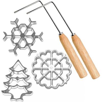 Unbranded Bunuelos Mold with Handle Rosette Iron Set, Aluminum Cookie Cutter Waffle Making Unbranded Bunuelos Mold with Handle Rosette Iron Set, Aluminum Cookie Cutter Waffle Making