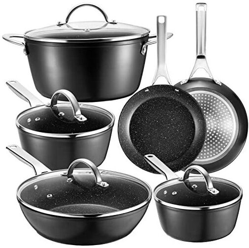 Fadware Pots and Pans Sets, Non Stick Cookware Set 10-Piece for All Cooktops, Induction