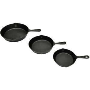 VidaXL Set Of 3 BBQ Pans Cast Iron Skillet Grill Pan Round 17/21/27cm Barbeque VidaXL Set Of 3 BBQ Pans Cast Iron Skillet Grill Pan Round 17/21/27cm Barbeque