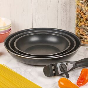 URBN-CHEF (4 Piece Frying Pan Set) Black Stackable Frying & Saucepan Set Non Stick Pan S URBN-CHEF (4 Piece Frying Pan Set) Black Stackable Frying & Saucepan Set Non Stick Pan S