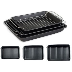 YöL 3 Roasting Tray Set Roasters with Racks Handles Non-Stick Carbon YöL 3 Roasting Tray Set Roasters with Racks Handles Non-Stick Carbon